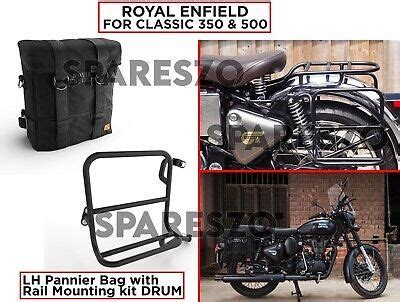 Royal Enfield LH Pannier Bag Mounting Rail Black DRUM For CLASSIC