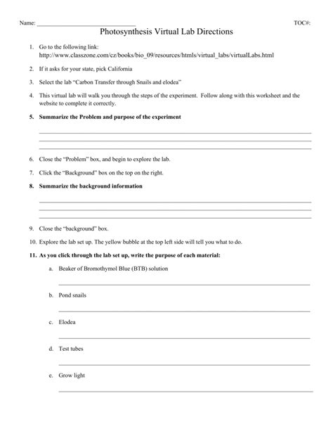 Photosynthesis Virtual Labs Answer Key Athens Mutual Student Corner