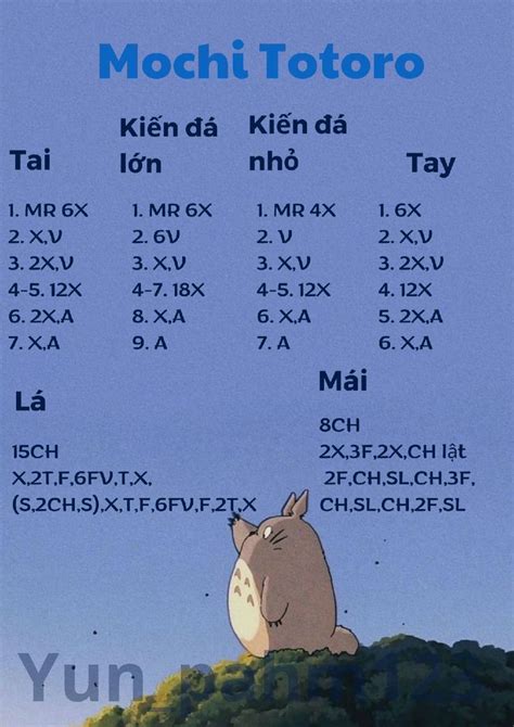 Chart móc totoro cầm ô mochi totoro Charts Totoro Mẫu thêu móc