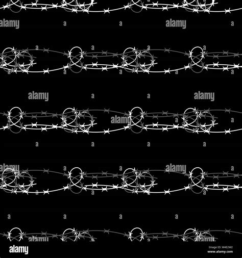 Barbed Wire Fence Seamless Pattern Stylized Prison Concept Symbol Of Not Freedom Metal Loop