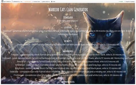 Warrior Cats Clan Generator