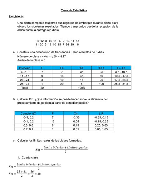 Tarea de Estadistica General Aplicada Tarea de Estadística Ejercicio