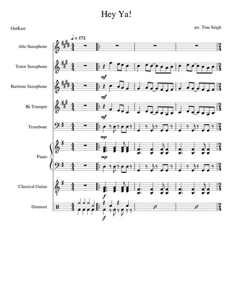 Hey Ya Outkast Sheet Music For Piano Trombone Saxophone Alto Saxophone Tenor And More