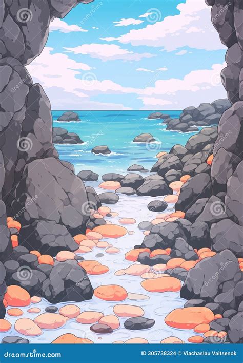 Rocky Sea Shore Illustration Stock Illustration Illustration Of