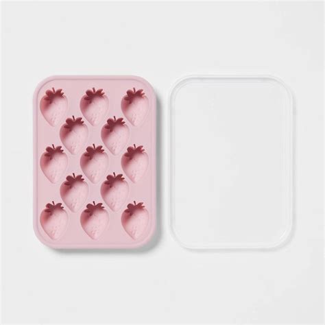 Silicone Novelty Ice Tray With Lid Pink Strawberries Room Essentials