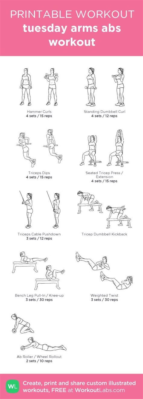Tuesday Arms Abs Workoutu00a0my Custom Printable Workout By