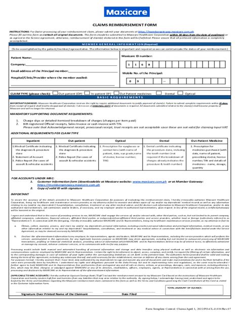 2022 2024 PH Maxicare Claims Reimbursement Form Fill Online Printable