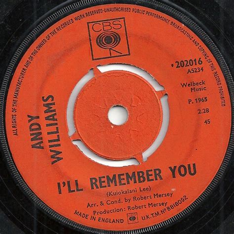 Andy Williams - I'll Remember You (1965, Vinyl) | Discogs