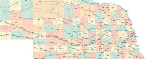 Digital Nebraska State Map In Multi Color Fit Together Style To Match Other States