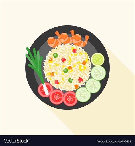 Fried Rice With Shrimp In Thai Style Royalty Free Vector