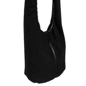 Black Crossbody Bag With Slip Pockets And Zippered Pocket Shoulder