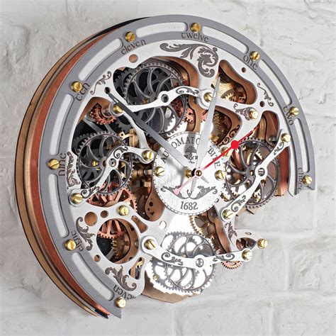 Automaton Bite Silent Moving Gears Wall Clock Gray Whit Inspire