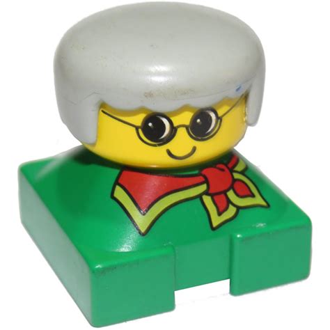 Lego Green X Duplo Base Brick Figure Grandma With Yellow Head