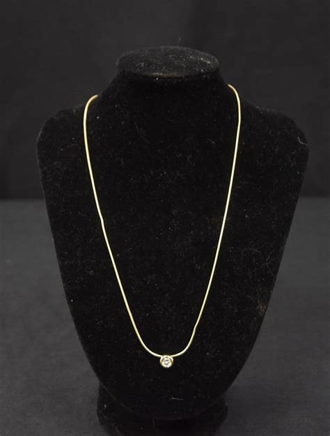 14kt Gold Diamond Pendant With Chain Auction