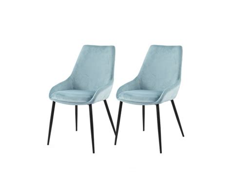 Lot De Chaises Tissu Velours Bleu Pieds M Tal Noir Jazzy Meubletmoi