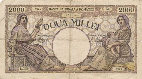 Rum Nien Lei Geldschein Banknote Doua Mil Lei Romania V