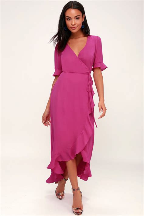 Cute Magenta Dress Magenta High Low Dress Magenta Wrap Dress Lulus