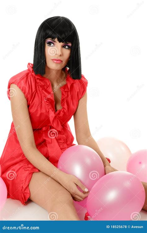 Sexy Meisje Met Ballons Stock Foto Image Of Ballons 18525678