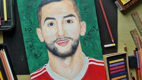 Vẽ chân dung cầu thủ bóng đá Hakim Ziyech Drawing portrait of football