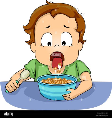 Illustration Of A Kid Boy Toddler Spitting Food Back To A Bowl Of