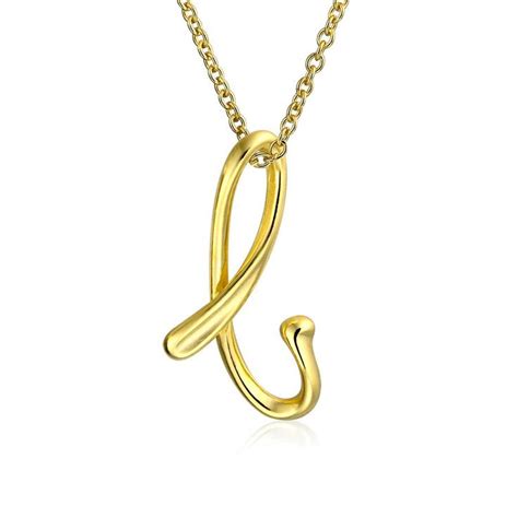 Letter Alphabet Script Initial Pendant Necklace 925 Sterling Silver