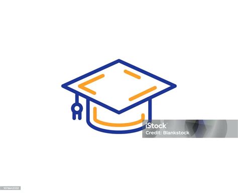 Graduation Cap Line Icon Education Sign Vector Stock Illustration