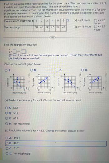 Answered Find The Equation Of The Regression Bartleby