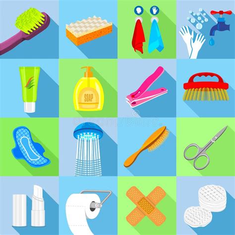 Personal Hygiene Icons Set Cartoon Style Stock Vector Illustration