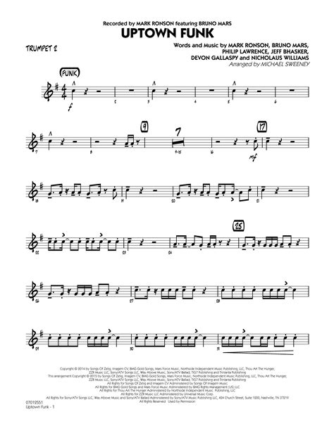 Uptown Funk Trumpet 2 By Michael Sweeney Sheet Music For Jazz