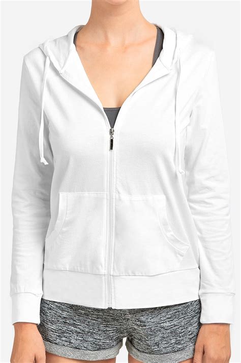 Sofra Womens Lightweight Cotton Blend Long Sleeve Zip Up Thin Hoodie