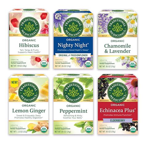 Traditional Medicinals Tea Organic Herbal Tea In Six Calming Flavors Chamomile