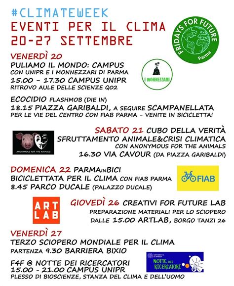 Settimana Per Il Clima Dal 20 Al 27 Settembre Una Serie Di Eventi Di