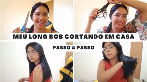 COMO CORTAR CABELO LONG BOB EM CASA SOZINHA YouTube