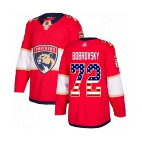 Mens Florida Panthers 72 Sergei Bobrovsky Authentic Red Usa Flag