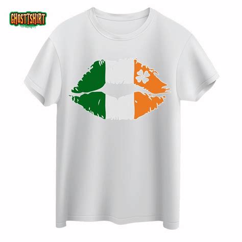 Kiss Lips Irish Flag Womens St Patricks Day T Shirts