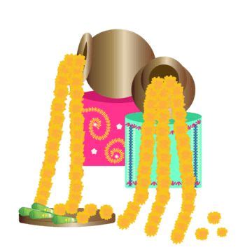 An Illustration Of Yellow Beads And A Hat On Top Of A Pink Box With