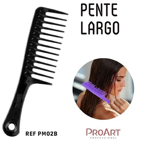 Pente Dentes Largos Jacare Cabelo Cacheado Afro Fitagem Ref PM028