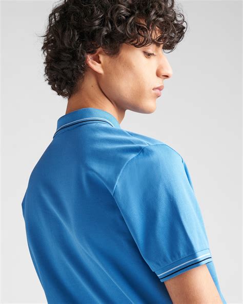 Periwinkle Blue Cotton Piqu Polo Shirt Prada