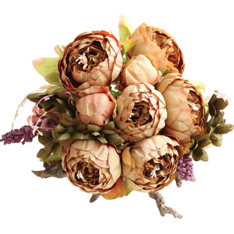 Vikakiooze Home Decor 1 Bouquet Vintage Artificial Peony Silk Flowers