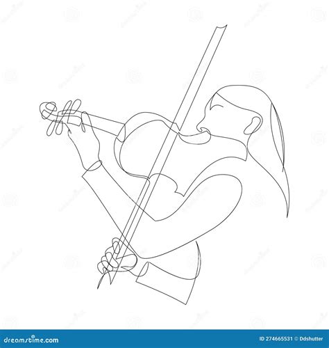 Ilustração Violinista De Vetor De Desenho De Uma Linha Contínua Menina