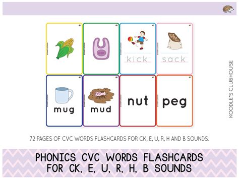 CVC Words Flashcards Ck E U R H B Teaching Resources