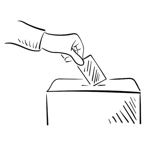 Premium Vector Hand Drawn Vote Icon Hand Putting Paper In The Voting