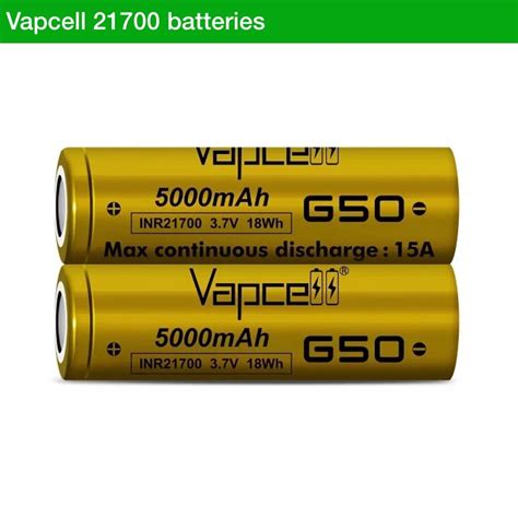 Vapcell G50 21700 5000mah 3 7V 15A Emergencygearbackpack