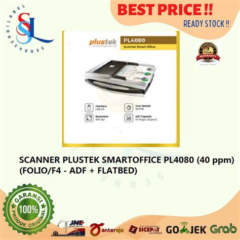 Jual SCANNER PLUSTEK SMARTOFFICE PL4080 40 Ppm FOLIO F4 ADF