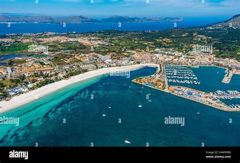 Aerial View Alcudia Turquoise Water On Alcudia Beach Platja D