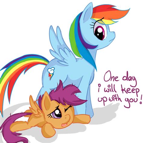 Scootaloo And Rainbow Dash Flying