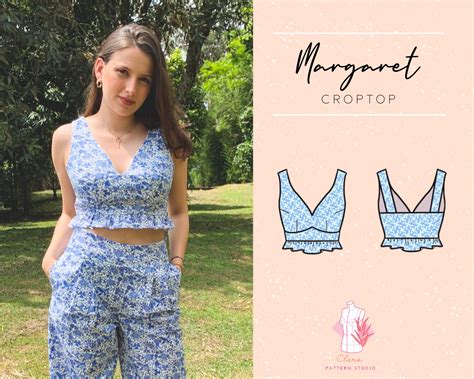 Pdf Sewing Pattern Crop Top For Women Diy Top Digital Etsy Uk