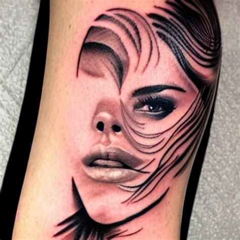 Prompthunt Tattoo Design Of A Beautiful Girl Face Next To A Beautiful