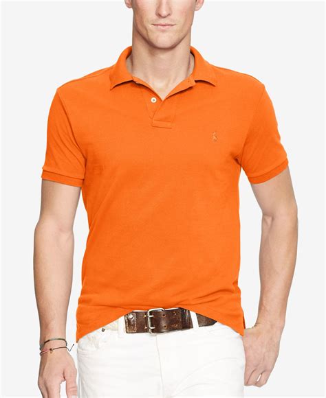 Polo Ralph Lauren Mens Slim Fit Mesh Polo Shirt In Orange For Men