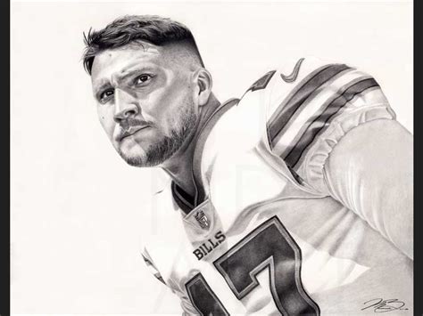 Josh Allen Portrait Print Josh Allen Drawing Art Print For Sale